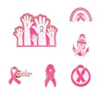 Octobre Rose 6PCS Broches de Sensibilisation Cancer du Sein Pin en Métal Émaillé Cadeaux de Bienfaisance pour Femmes Accessoires de Décoration pour Les Solidaires et Les Événements Caritatifs
