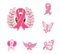 Octobre Rose 6PCS Broches de Sensibilisation Cancer du Sein Pin en Métal Émaillé Cadeaux de Bienfaisance pour Femmes Accessoires de Décoration pour Les Solidaires et Les Événements Caritatifs