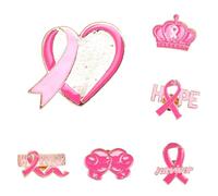 Octobre Rose 6PCS Broches de Sensibilisation Cancer du Sein Pin en Métal Émaillé Cadeaux de Bienfaisance pour Femmes Accessoires de Décoration pour Les Solidaires et Les Événements Caritatifs