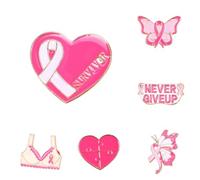 Octobre Rose 6PCS Broches de Sensibilisation Cancer du Sein Pin en Métal Émaillé Cadeaux de Bienfaisance pour Femmes Accessoires de Décoration pour Les Solidaires et Les Événements Caritatifs