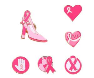 Octobre Rose 6PCS Broches de Sensibilisation Cancer du Sein Pin en Métal Émaillé Cadeaux de Bienfaisance pour Femmes Accessoires de Décoration pour Les Solidaires et Les Événements Caritatifs