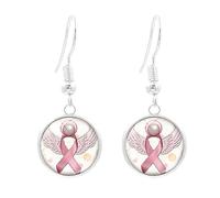 Octobre Rose Accessoires 2025 Cancer du Sein Ruban Rose Boucles D'Oreilles à Tige Octobre Pour La Sensibilisation Au Cancer Du Sein Boucles D'Oreilles Pendantes En Forme De Cœr (H)