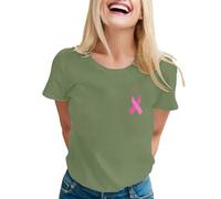 Octobre Rose Accessoires 2025 Tee Shirt Femme Ruban T-Shirt d'halloween pour Robe Le Cancer du Sein Sensibilisation Au Top T - Tee-Shirt Light Vert XL
