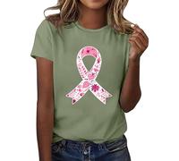 Octobre Rose Accessoires 2025 Tour De Cou T-Shirt Poing Travail Ruban Cancer Chic Et Élégant Été Teeshirt Top Grande Taille Tee Shirt T - du Sein pour Femme Robe Light Vert S