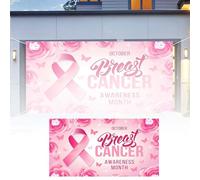 Octobre Rose Bannière Décoration pour Sensibilisation de Cancer du Sein,Bannière de Fond en Ruban Rose,400 * 180cm, Intérieur Extérieure Décoration pour Octobre Activité Photobooth