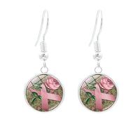 Octobre Rose Boucles d'Oreilles Engagées Ruban Rose Légères Confortables Pendantes pour Campagne Octobre Cadeau Soutien Survivante Accessoire Solidaire pour Événement Associatif