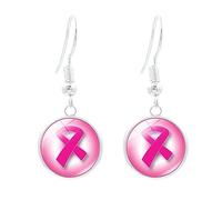 Octobre Rose Boucles d'Oreilles Engagées Ruban Rose Légères Confortables Pendantes pour Campagne Octobre Cadeau Soutien Survivante Accessoire Solidaire pour Événement Associatif