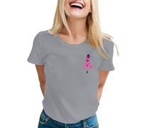 Octobre Rose Cancer du Sein De Sensibilisation Ruban Tee Shirt Grande Taille Teeshirt Manches Courtes De Col Rond Coton Tunique Haut Imprimé avec Un Motif De Dessin Animé FéMinin Rose D'Octobre