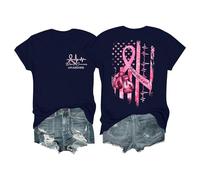Octobre Rose Cancer du Sein T-Shirt, Ruban Rose de Sensibilisation au Cancer du Sein d'Octobre T-Shirt, Femme Grande Taille Sexy Tee Shirt Ruban Octobre Rose Ruban Octobre Rose