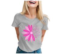 Octobre Rose Chemise Blanche Femme Femme T-Shirts d'été pour Femmes à Manches Courtes en Dentelle et col en V t-Shirt T-Shirts et Tops de Sport Haut Blanc Blouse De Travail (Grey,3XL)