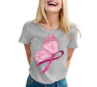 Octobre Rose DéBardeur Femme T-Shirt Décontracté à Manches Longues pour Femmes Haut Desigual Couleur Unie Blouse Fluide T-Shirt Chemise Gaze De Coton Blouse Manches 3/4 (Grey,XL)