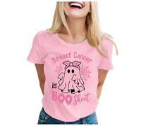 Octobre Rose Haut Dentelle Femmes, t-Shirts Graphiques, vêtements d été à Manches Courtes Maillot Rigolo(Light Rose,L)