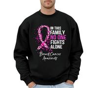 Octobre Rose Sweat Homme Ruban Rose Cancer du Sein T-Shirt Chemise de Sensibilisation Cancer du Sein Manches Longues Sweat-Shirt Décontracté sans Capuche Chic et Elegant Pull (A03-Black, XXL)