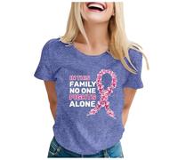 Octobre Rose T Shirt Femme Col V Femmes Hauts D'été T-Shirts Manches Courtes Col V Tops de Base Blouses Décontractés Tee Shirt Personnalisable Chemise Gaze De Coton Blouse Fleurie (Blanc,L)