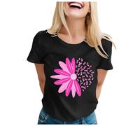 Octobre Rose T-Shirt Oversize Femme T-Shirt Décontracté à Manches Longues pour Femmes Haut Desigual Couleur Unie Blouse Sportswear Chemise Gaze De Coton Blouse Chimie (Le Noir,5XL)