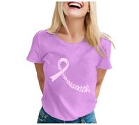Octobre Rose T-Shirt Ruban Rose T Shirt Femme Cancer du Sein DéContracté Tee Shirt Grande Taille