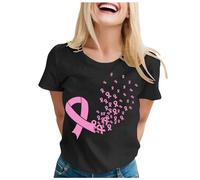 Octobre Rose Tee Shirt Femme Décontracté Tshirt Femme Grande Taille Top Femmes Chic Et Élégant Col Rond Cancer du Sein D'octobre T-Shirt Sensibilisation Au Cancer Shirts