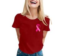 Octobre Rose Tee Shirt Femme T-Shirt De Propagande du Cancer Sein Ruban Respirant Imprimé T-Shirts Fluide StyléEs té Teeshirt Top Grande Taille