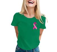 Octobre Rose Tee Shirt Femme T-Shirt De Propagande du Cancer Sein Ruban Respirant Imprimé T-Shirts Fluide StyléEs té Teeshirt Top Grande Taille