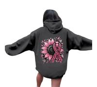 Octobre Rose Tee Sweat Zippé Capuche & Poches Zip Up Sweatshirts Cancer du Sein Grande Taille Coupe-Vent Gilet Long Automne avec Sweat-Shirt Femme Zippé Manche Longue Manteau Épais Hoodie Sport Hiver