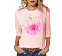 Octobre Rose Top Femme Vêtements pour T Shirt Ruban Manches Longues Tshirt T-Shirt Cancer du Sein Tee Grande Taille Sensibilisation Au 2025 Respirant Light Rose XXL