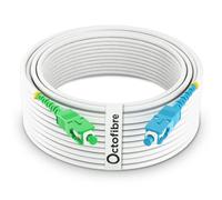 Octofibre - Câble Fibre Optique Freebox - 50m - Renforcé avec Blindage Kevlar - Rallonge/Jarretière Fibre Optique - SC APC vers SC UPC - Garantie 10 Ans