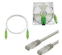 Octofibre - Pack Fibre Optique Complet Orange SFR Bouygues : Rallonge Sur Enrouleur 20m + Jarretière SC-APC/SC-APC 3 m + Câble RJ45 2m - Déplacement/Déportation De Box Internet - Garantie 10 Ans