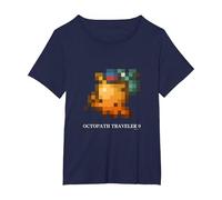 OCTOPATH Traveler 0 - Octopuff pixellisé T-Shirt, Femme Grandes Tailles, Bleu Marine, 4X