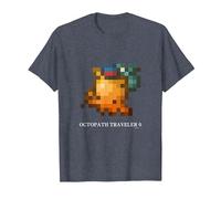 OCTOPATH Traveler 0 - Octopuff pixellisé T-Shirt, Homme, Bleu Chiné, S