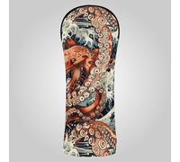 Octopodes Couvre-tête de bateau en cuir PU avec étiquette numérotée pour conducteur, bois et hybride Motif Monstres Storm Wave et Ocean