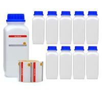 Octopus 10x 1000 ML Bouteilles à col Large avec Bouchon à vis, Bouteilles de Chimie, Bouteilles de Laboratoire avec Couvercle comme récipient de Stockage pour Le Laboratoire, la Cuisine ou Le Hobby