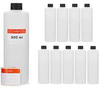 Octopus 10x bouteilles en plastique de 500 ml, bouteilles en plastique en HDPE, bouteilles rondes avec bouchons à vis ou couvercles noirs, bouteilles vides avec filetage de 25 mm, étiquettes incluses