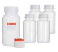 Octopus 5 bouteilles de 1000 ml à col large en LDPE avec bouchon à vis, bouteilles vides de 1 litre de produits chimiques, bouteilles de laboratoire avec couvercle comme récipient de stockage
