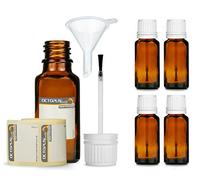 Octopus 5 flacons à Pinceau de 20 ML avec Pinceau monté, Flacon en Verre Brun avec Bouchon Pinceau, Flacon à Vernis à Ongles, par ex. pour Vernis, peintures, colles, huiles