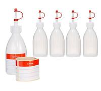 Octopus 5 flacons à pression de 100 ml, flacons vaporisateurs en LDPE avec bouchon compte-gouttes, flacons de garniture, flacon de décoration pour la cuisine, le hobby ou le laboratoire