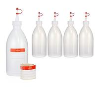 Octopus 5 flacons de 500 ml à presser, flacons pulvérisateurs en LDPE avec bouchon compte-gouttes, flacons de garniture, flacon de décoration pour la cuisine, le hobby ou le laboratoire