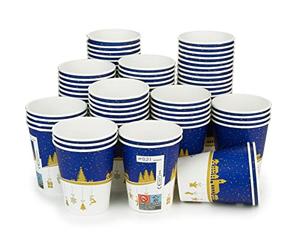 Octopus 75 gobelets pour le vin chaud, gobelet en papier (produit durable) motif d'hiver avec un volume de remplissage de 200 ml