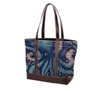 Octopus Art-1644 Grand sac à main en cuir délavé doux et durable, multicolore, 33,8 x 12 x 31 cm