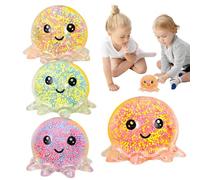 Octopus Balles Anti Stress, Balle Sensorielle Colorées Balle Antistress,Squishy Toy Jouet À Presser Décompression Poulpe Jouet Soft Squeeze Jouet Pieuvre Balles Lumineuse pour Enfant Et Adul