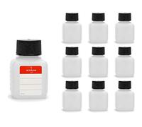 Octopus Bouteilles en Plastique 10 x 50 ML, Bouteilles en Plastique PE-HD avec Bouchon à vis de Noire, Bouteilles vides avec Bouchons à vis Noire, Bouteilles carrées. Dix étiquettes incluses.