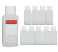 Octopus Bouteilles en Plastique 10x 100 ML, Bouteilles en Plastique PE-HD avec Capsule Service Blanc, Bouteilles vides avec Bouchon à charnière Blancs, Bouteilles carrées. étiquettes incluses.
