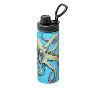 Octopus Design Bouilloire isotherme de sport de 532 ml - Thermos à double paroi pour boissons chaudes et froides - Parfait pour les voyages, le camping