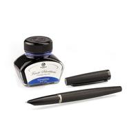 Octopus Diplomat Viper Stylo-plume noir avec plume dissimulée en acier inoxydable F/M et encre bleu roi