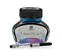 Octopus Fluids Unicorn Sheen Encre bleue avec convertisseur 30 ml | Avec convertisseur d'encre pour stylo plume avec système de cartouche standard, effet sheen sur papier lisse et peu absorbant