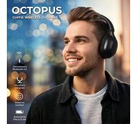 Octopus Hbt-20Bk 2.1 Casque Supra-Auriculaire Sans Fil Bluetooth 5.3 Et Aux Avec Microphone,Contrôle De Piste,Gestion Des Appels,Charge Type-C,Autonomie 12 Heures,Couplage Automatique