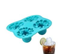 Octopus Ice Tray - Four Grid Maker, Manual Grinder Tool | Unique Animal Shaped Reusable Silicone Mold, Blue Whiskey Coffee Beverage Chilling Kitchen Gadget with Flexible Easy Release Base