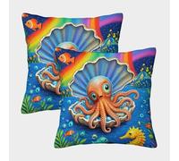 Octopus in Shell - Art Fantastique sous-Marin Housse Coussin 2 Pièces Available All Seasons Taie d'oreiller Decoratif Housses Coussins pour Salon Maison De Campagne 40x40cm