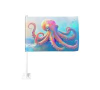 Octopus In The Ocean Car Flag Outdoor Window Clip 30x45cm Double Face Car Decoration
