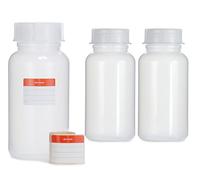 Octopus Lot de 3 bouteilles à col large de 1000 ml en polyéthylène basse densité avec bouchon à vis, bouteilles vides de 1 litre, bouteilles de laboratoire avec bouchon comme récipient de rangement