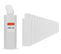 Octopus Lot de 50 bouteilles en plastique de 250 ml - Bouteilles vides avec fermeture à charnière blanche - Bouteilles rondes avec étiquettes